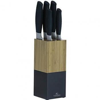 Viners Horizon Stainless Steel Kitchen Knives with Bamboo Holder