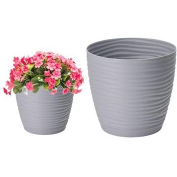 Vaso da fiori plastico Sahara Petit 16,7 cm grigio