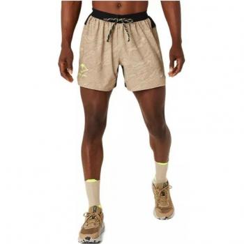 Pantalones Cortos Asics Fujitrail con estampado todo sobre, 5 IN, beige, talla M