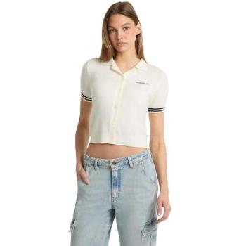 Polo féminin Guess Jeans coupe régulière avec logo brodé beige L