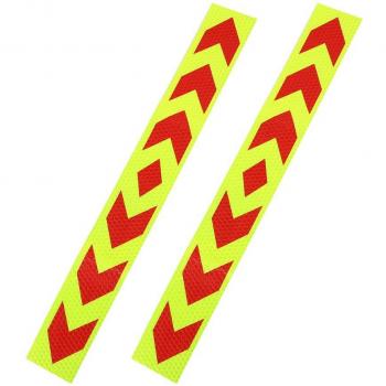 Selbstklebende reflektierende Pfeil-Warnaufkleber - Gelb Schwarz (2er Set)