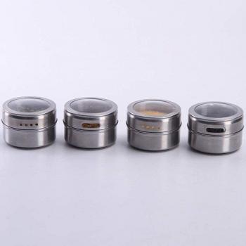 Magnetic Spice Containers with Wall Mounted Rack, 12Pcs