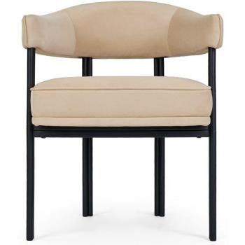 IRIS Stuhl von NV GALLERY - Beige Stoffbezug und schwarzes Gestell