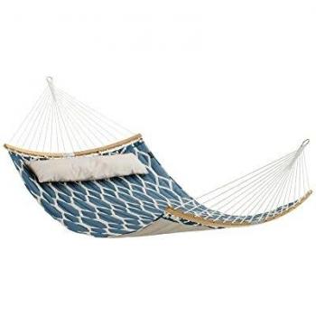 SONGMICS Hamac en Tissu Matelassé, Losange Bleu et Beige