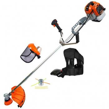 Desbrozadora de gasolina 58 cc con manillar de 32 mm, careta, arnés Pro y cabezal de aluminio SAKAWA 2.7 CV