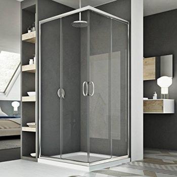 Mampara de ducha vidrio transparente 80x120 cm h 185 modelo Junior