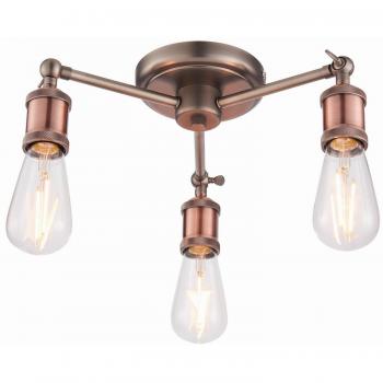 Hal 3 Light Semi Flush Aged Copper Plate