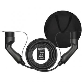 Deltaco 3-phasiges Ladekabel für Elektroautos, Typ 2, 32A, 22kW, 700 cm