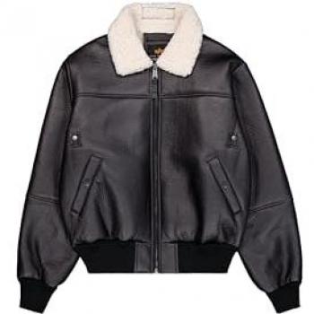 Alpha Industries B‑15 Mod Leather Jacket – XL, Black