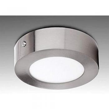 Plafonnier LED circulaire 6 W, 600 lm, 6 000 °K, design nickel satiné