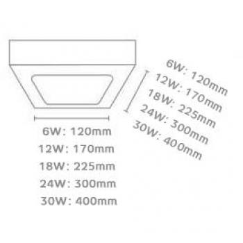 Luminária LED Sobrepor Quadrada 18W 6500K