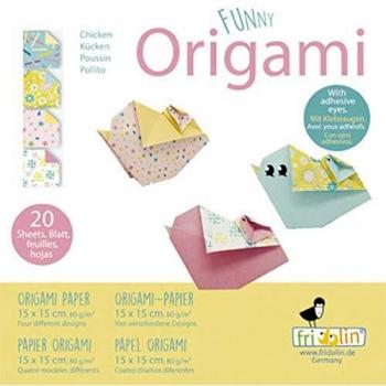 Fridolin Origami Pliage Poulet 15×15 cm, Pack 20, Couleurs Variées