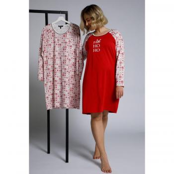 Plus Size Holiday Print Eco Cotton Sleep Tees - Red, 2 Pack, Women’s Size 24/26