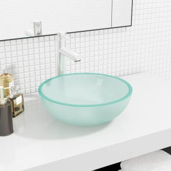 Lavabo en verre trempé - VIDAXL - 35x12 cm - Blanc - Rond