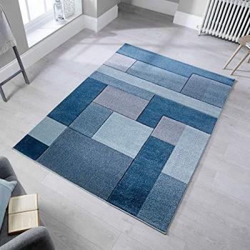 Tapis Cubisme Noir-Bleu Jeans 120x170 – Design salon