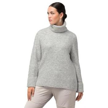Ulla Popken Strickpullover meliert, Wollanteil, Rollkragen, Langarm