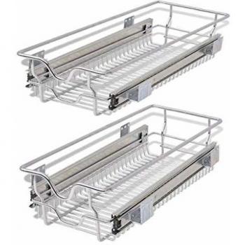 Cestino a rete scorrevole Vidaxl 2 pezzi argento 300mm
