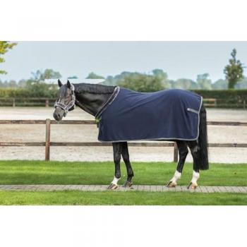 Bucas Fleece-Decke Show-Line 400g, 145cm, Navy/Grau