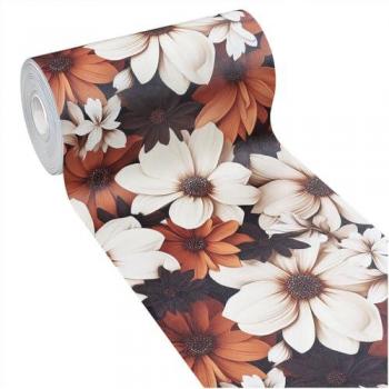 Tappeto Cucina Gomma Pvc 51x180 cm Design Elegante Morbido Antiscivolo Fiori 3D Colori Caldi