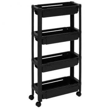 Carrello multifunzionale 4 ripiani da cucina nero