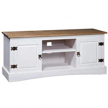 Sonata TV-bänk, mexikansk stil, Corona, vit, 120x40x52 cm
