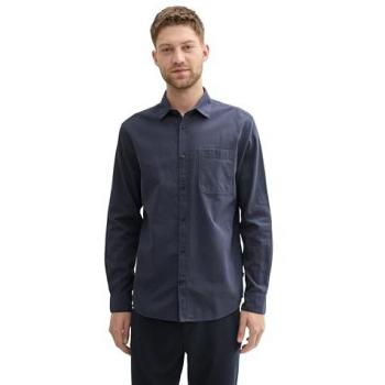 Tom Tailor Regular Fit Hemd mit Strukturmuster aus reiner Baumwolle, Größe L - men - Marine - L