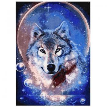 Kreuzstich-Diamant-Wolfsbild 20x30 cm