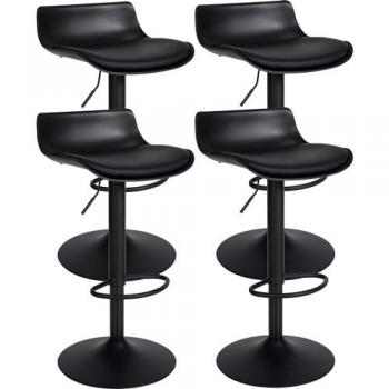 Set de 4 taburetes giratorios Aveiro en polipiel negro