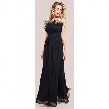 Goddiva Bridesmaids Chiffon Maxi Dress - Black