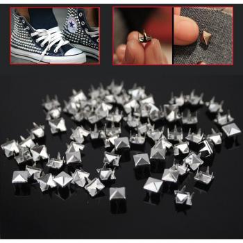 Remaches SquareSpike 7mm en Plata – Paquete 200 para Ropa y Accesorios
