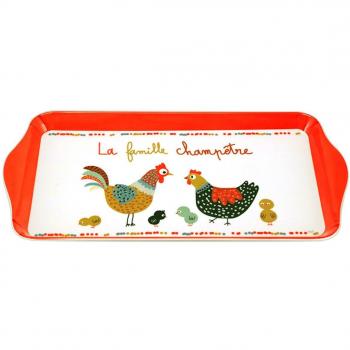 Tavolozza da dolci 'Poules' in melamina color arancio/bianco – 30x15 cm, Famiglia Campestre