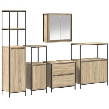 VidaXL Beige Bath Cabinet Ensemble – 5-Unit Shelf System