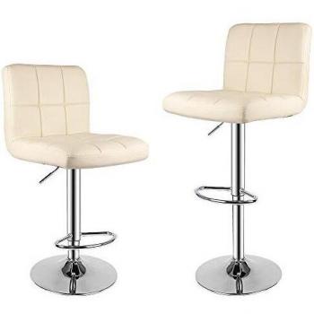 Bigzzia Bar Stools Set – 2‑Piece Height‑Adjustable PU Leather Chairs
