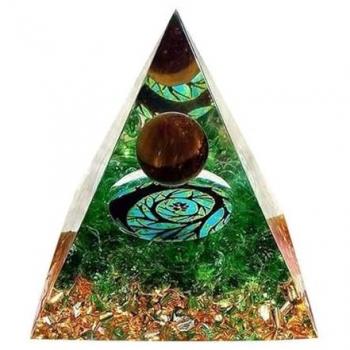 Pyramide Orgonite Arbre de Vie en Oeil de Tigre