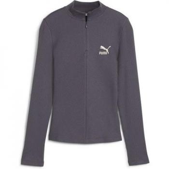 PUMA Sweat Grise avec Col Zip, Modèle Classics