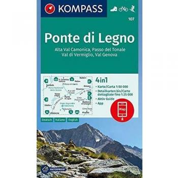 Carta escursionistica n. 107. Ponte di Legno, Alta Val Camonica, Passo del Tonale 1:50.000. Ediz. italiana, tedesca e inglese
