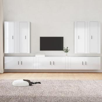VidaXL Ensemble de meubles TV 7 pcs Blanc brillant