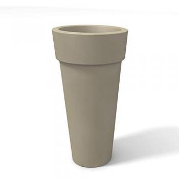 Maceta rectangular de resina h 90 color beige agrisado modelo Messapico