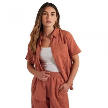 Chemise Orange Long Tall Sally en Coton 100% à Manches Courtes