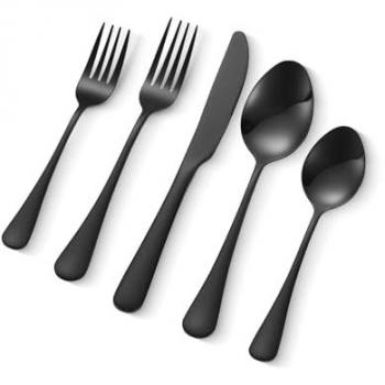 Ensemble Couverts Ménagère Noir Vevor 30 Pièces