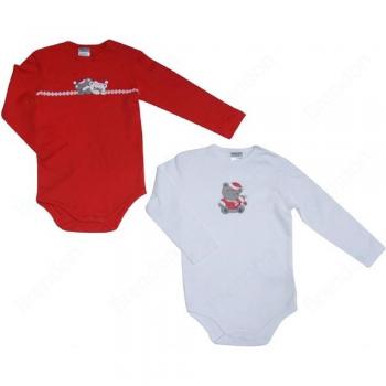 Jacky Baby Mädchen Body Langarm 2er-Pack Christmas weiß/rot