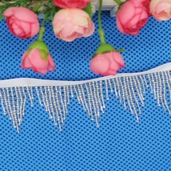 YACKALASI Glass Beaded Fringe Tassel Lace Macrame Sewing Trims 5.8CM Long Offwhite