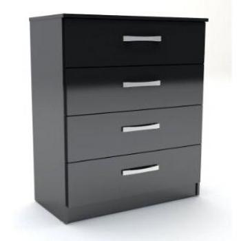 Birlea Furniture Lynx 4-Drawer Chest in High-Gloss Black