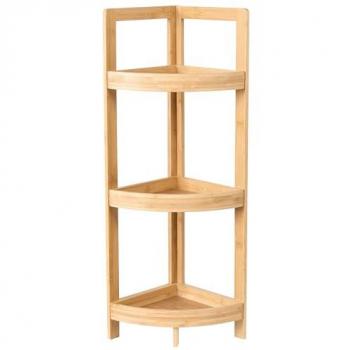 Armadio Angolare Bagno Bambù 3 Livelli Legno Chiaro Illampu