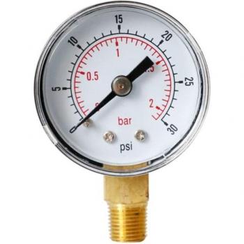 40mm Bottom Mount Pressure Gauge 1/8 BSPT for Air, Gas, Water, Fuel - 15-300 PSI & Bar