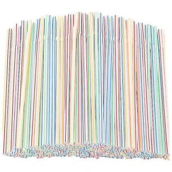 Pajitas Desechables Rayadas de Plástico Flexible - 1000 Unidades