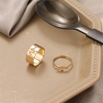 Conjunto de Anillos Abiertos de Plata para Él y Ella - Joyería de Boda