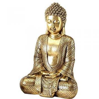 Goldene Buddha Deko Figur aus Kunstharz