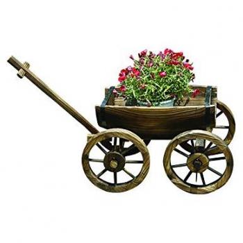 Dekorativer Pflanzwagen aus Holz