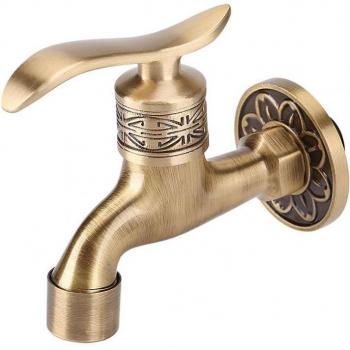 Fdit Antique Style Brass Wall Mount Laundry Cold Water Tap